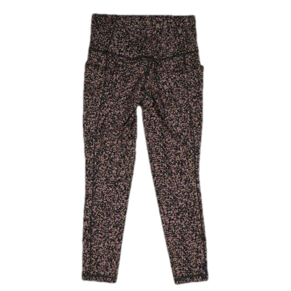 ATHLETA Camo Women's Leggings Size:S Black Brown salutation stash pocket‎ gravel